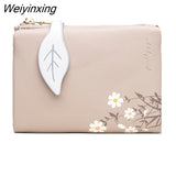Weiyinxing New PU Leather Women's Short Wallet Small Fresh Korean Zipper Folding Coin Purse Multifunctional Buckle 2 Fold Card Holder