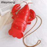 Weiyinxing Luxury Designer Handbag Lobster Novelty Bags for Women Shoulder Crossbody Bag Creative Kawaii Chain Clutch Purses Handbags