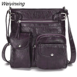 Weiyinxing FASHION Mini PU Leather Multi Pocket Vintage Crossbody Bags For Women 2023 Ladies Fashion Shoulder Bag