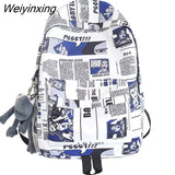 Weiyinxing Graffiti Print Men Backpack Harajuku Girl Student Male School Bag Ladies Fashion Laptop Nylon Backpack Women Book Boy Bag