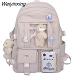 Weiyinxing Women Backpacks Waterproof Multi-Pocket Nylon School Backpack for Student Female Girls Kawaii Laptop Book Pack Mochilas