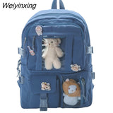 Weiyinxing Cute Women Multi-Pocket Nylon Backpack Ins Junior High School Student School Bag Female Girl Backpack Laptop Book