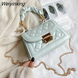 Weiyinxing Women's Handbag Fashion Tote Sewing Rhombus Thread Shoulder Bag Beige Leather Luxurious Luxury Brand Trend Shoulder Clutch Bag