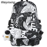 Weiyinxing Lady Male Printing Waterproof School Bag Women Graffiti College Backpack Men Travel Book Girl Boy Laptop Student Bag Fashion