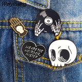 Weiyinxing Accessory Kawaii Fashion Girls Key Chain Ring Children Gift Bag Sccessories Skull CD Halloween Enamel Brooch Alloy Badge