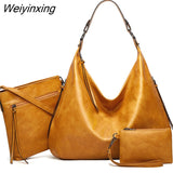 Weiyinxing FASHION 3 In 1 Large Capacity Shopping Tote for Women Luxury Bags PU Leather Purses and Handbags Leisure Shoulder Bag