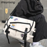 Weiyinxing Large Capacity Casual Fashion Single Shoulder Bag Korean Teenagers Multiple Pockets Book Bag Nylon Waterproof Travel Bag