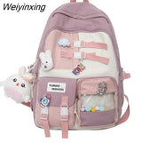 Weiyinxing Teenage Girls College Student Backpacks Large Capacity Women Schoolbag Simple Fashion Female Laptop Backpack Cute Boy Bag