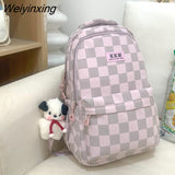 Weiyinxing Girl Plaid Student Backpack Korean Large Capacity Cute Women’S Schoolbag High Quality Waterproof Travel Bag Cool New