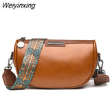 Weiyinxing Oil Wax Genuine Leather Ladies Handbags Fashion Women Shoulder Bags Vintage Solid Color Cow Leather Female Crossbody Sac