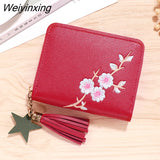 Weiyinxing Women Small Wallet Ladies Mini Tassel Wallet Cute Girl Short Zipper Lovely Pu Leather Coin Purse Female Hand Wallet Purse