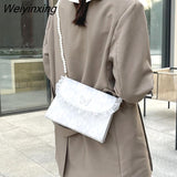 Weiyinxing Crossbody Bags for Women Vintage Lace Pearl Chain Ladies Small Square Shoulder Bag Female Clutch Purse Handbags Messenger