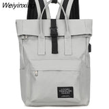 Weiyinxing Ladies Leisure Shoulder Bag 15 Inch Laptop Backpack Woman Canvas Travel Bag USB Charging Schoolbag Girls Sac A Dos Bolsa