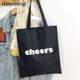 Weiyinxing Canvas Bag for Women New Shopper Handbags Reusable Canvas Shoulder Tote Bag school bags for girl Casual tote bags