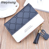 Weiyinxing Arrival Short Women Wallets Tassel Zipper Purse Patchwork Fashion Panelled Wallets Trendy Coin Purse Card Holder Leather