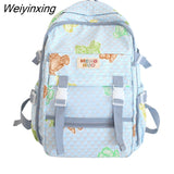 Weiyinxing Girl College Striped Backpacks Women Cute Student Plaid School Bag Teenage Girls Harajuku Female Travel Backpack Kawaii