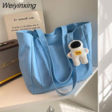 Weiyinxing Capacity Canvas Women's Handbag Cute Female Shoulder Bags Travel Totes Purse Girl Daily Shopping Bag