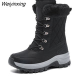 Weiyinxing Female Snow Boots Winter Women Waterproof Wedges Shoes Botas Mujer Black Beige Goth Boots Women Ankle Boots for Women