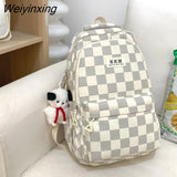 Weiyinxing Girl Plaid Student Backpack Korean Large Capacity Cute Women’S Schoolbag High Quality Waterproof Travel Bag Cool New