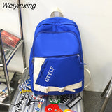 Weiyinxing Letter Printing Waterproof Nylon Backpack Fashion Multiple Pockets Contrast Color Women Travel Bag Teenager Big Schoolbag