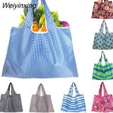 Weiyinxing Large Reusable Shopper Bag Women Handbag Grocery Beach Bag Cute Vegetable Fruit Organizer Washable Strong Nylon Totes Bag