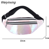 Weiyinxing Women Folk Style Waist Bags with Adjustable Strap Variegated Color Fanny Pack with Fringe Decor Pochete Feminina Riñonera Belt