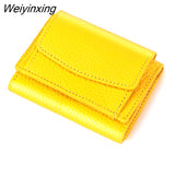 Weiyinxing Women Genuine Leather Purses Female Small Cowhide Wallets Lady Coin Bag Card Holder Large Capacity Money Bag Portable Clutch