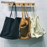 Weiyinxing Luxury Designer Handbag Large Capacity Minimalist Style Ladies Shoulder Bag Casual Canvas Bag Solid Color Tote Bag Large Bag