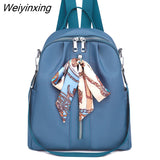 Weiyinxing Fabric Large Female Shoulder Bag Large Capacity Simple Style Casual Travel bag High capacity Women Ribbon Backpack