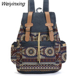 Weiyinxing Quality Women Canvas Vintage Backpack Ethnic Backpacks Bohemian Backpack Schoolbag