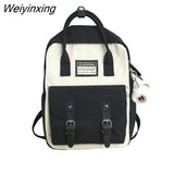 Weiyinxing Women Nylon Backpack Candy Color Waterproof School Bags for Teenagers Girls Patchwork Backpack Female Rucksack Mochila