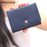 Weiyinxing Crown Women's Wallet 2023 New PU Buckle Short Wallet Student Disassembled Coin Purse Cute Small Fresh Three-fold Wallet