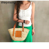 Weiyinxing Rattan Large Capacity Tote Designer Wicker Woven Women Handbags Summer Beach Bali Straw Bag Lady Travel Big Basket Purse