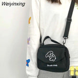 Weiyinxing Women Messenger Bag Ladies Canvas Print Cute Envelope Bag Girl Cartoon Student Shoulder Bag Famale Handbags Crossbody Bags Purse