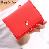 Weiyinxing Crown Women's Wallet 2023 New PU Buckle Short Wallet Student Disassembled Coin Purse Cute Small Fresh Three-fold Wallet