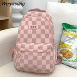 Weiyinxing Girl Plaid Student Backpack Korean Large Capacity Cute Women’S Schoolbag High Quality Waterproof Travel Bag Cool New