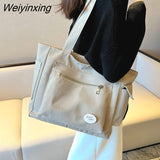 Weiyinxing Capacity Canvas Bag For Women 2023 New Simple And Versatile College Students' Make-up Shoulder Bags Small Crowd Tote