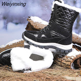 Weiyinxing Winter Ankle Boots Women Waterproof Shoes Keep Warm Non-slip Black Snow Boots Ladies Lace-up Plus Size 42 Grey Boots