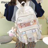 Weiyinxing Harajuku Girl Cute Backpack Solid Color Waterproof School Bag For College Students Female Travel Bagpack Teenagers Book