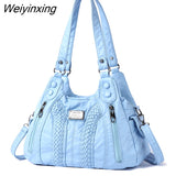 Weiyinxing Soft Washed Pu Leather Shoulder Crossbody Bag for Women 2023 Fashion Ladies Purses and Handbags Female Travel Totes Sac