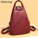 Weiyinxing New Women Waterproof Anti-theft Leather Backpacks Bags For Girls Female Shoulder Bag Multifunction Travel Backpack Mochilas