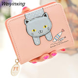 Weiyinxing Women Cute Cat Wallet Small Zipper Girl Wallet Brand Designed Pu Leather Women Coin Purse Female Card Holder Wallet Billetera