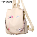 Weiyinxing Quality Oxford Women Backpack Elegant Floral Embroidery School Bags Waterproof Female Backpacks Teenage Girls