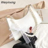 Weiyinxing Exquisite Shopping Bag Retro Casual Women Totes Shoulder Bags Female Leather Solid Color Chain Handbag for Women 2023