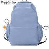 Weiyinxing Solid Color College Student Schoolbag Large Capacity Washing Women Backpack Simple Fashion Teenage Girl Backpacks Cute Bag