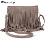 Weiyinxing Tassel Crossbody Bags for Women Elegant Mini Stylish Chic Shoulder Bags Ladies Leisure Solid European Style Messenger Bag