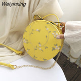 Weiyinxing Sale Sweet Lace Round Handbags High Quality PU Leather Women Crossbody Bags for Women 2023 Small Fresh Flower Chain Shoulder