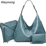 Weiyinxing FASHION 3 In 1 Large Capacity Shopping Tote for Women Luxury Bags PU Leather Purses and Handbags Leisure Shoulder Bag