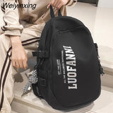 Weiyinxing Fashion Letter Printing Waterproof Nylon Women Backpack Female Large Capacity Cool Travel Bag Teenage Girls Preppy Schoolbag