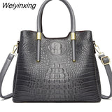 Weiyinxing Crocodile pattern Leather Shoulder Crossbody Bags for Women 2023 3 Layer Large Capacity Ladies Handbag Luxury Totes Sac